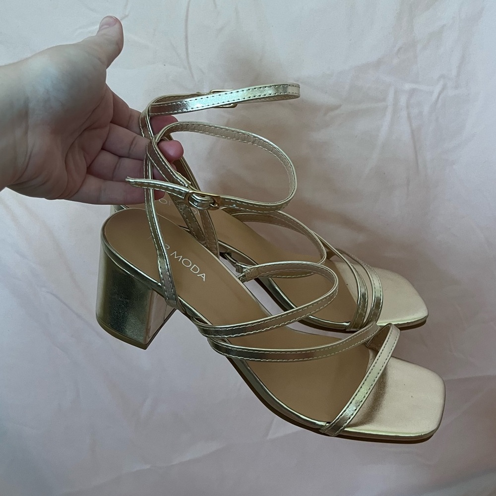 Gold Strappy Heeled Sandals